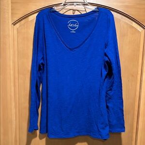 INC International Concepts Blue Fitted Long Sleeve Tee